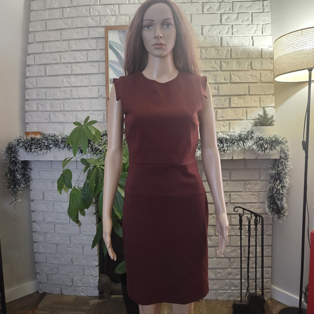 Aritzia Babaton Dress Burgundy Red Sleeveless Midi